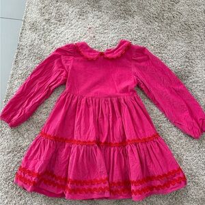 Boden Pink Corduroy Dress with Red Details